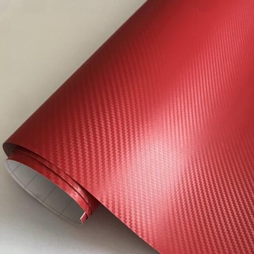 Car Styling Red 3D Carbon Fiber Vinyl Car Wrap Film With Air Release PVC Self Adhesive Motorbike Scooter Car Sticker Decal