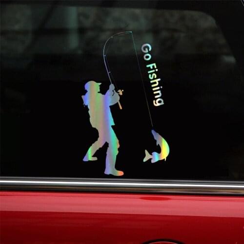 Car Sticker 3D 9.2cm*15.2cm Go Fishing Fashion Decal Funny Sticker On Car Funny Stickers and Decals Vinyl Car Styling