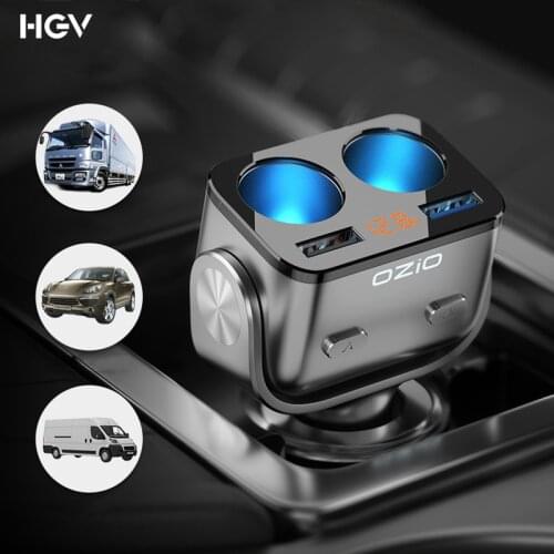HGV Car Qukick Charger QC3.0 Dual Cigarette Lighter USB 5.8A 18W Fast Charger for Xiaomi Samsung Phone Car Charger