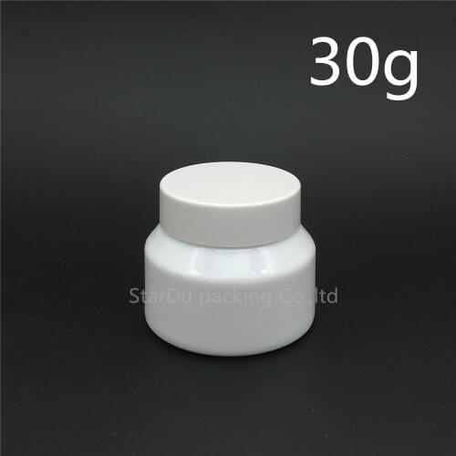 Free shipping 15g 30g White porcelain glass jars with white lid, frost cream jars, High-quality cosmetic containers