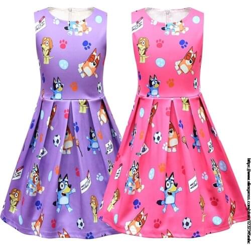 Bingo bluey Girl Dress New Summer Wedding Birthday Party Kids Princess Dresses For Girls Children Clothes Clothing Teenager