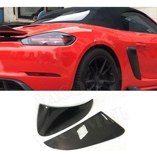 Carbon Fiber Side Fender Air Vents Trims Frame Decoration Cover fit for Porsche 718 Cayman Boxster Base S Coupe 2016-2019