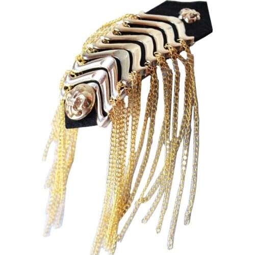 One piece breastpin tassels shoulder board mark knot Epaulet metal patches badges applique for clothing EE-3095