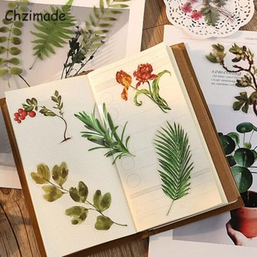 Chzimade Green Color Leaves Printed Scrapbooking Paper Sticker 8x15.5cm For Diary Happy Planner Handaccount Sticker Decoration