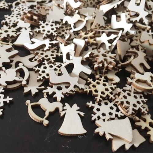 100pcs Wooden Snowflake Unfinished Wood Cutouts Hollowed Snowflakes Embellishments for Christmas Tree Hanging Ornaments Decor