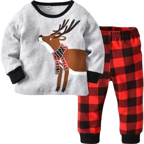 Childrens Home Clothes, Childrens Christmas Pajamas, Home Furnishing Set, Boys And Girls, Child Print, Christmas Fawn, Plaid