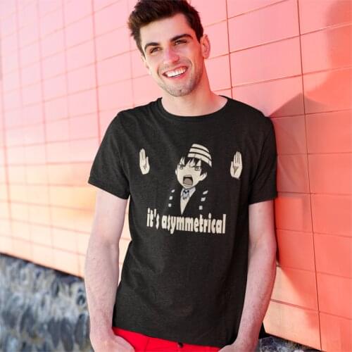 Funny Death The Kid Asymmetrical T-Shirts Men Crew Neck Cotton T Shirt Soul Eater Anime Short Sleeve Tees New Arrival Clothing