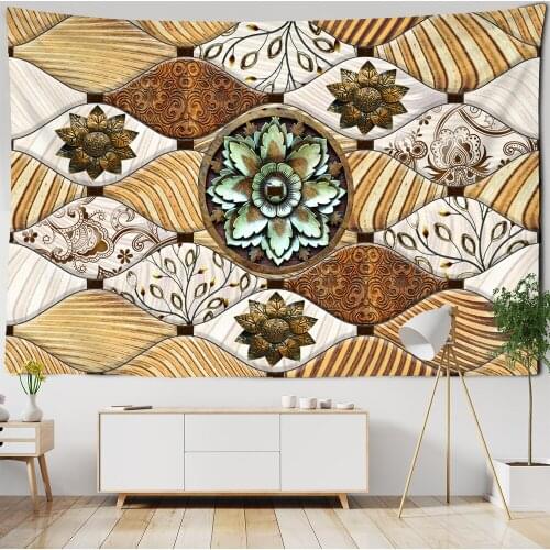 Mandala Tapestry Wall Hanging Retro Bohemian Psychedelic Printing Polyester Bedroom Wall Decoration Background Cloth