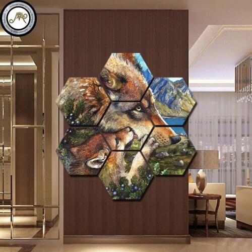 Wolf Cub Mother by Sunima Art Posters and prints 7 Pieces Wolves wall art Canvas art Painting wall picture For Living Room