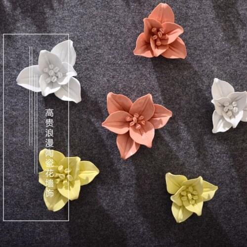 Chinese 3D Stereo Ceramic Flower Wall Sticker Wall Hanging Ornaments Creative Livingroom Bedroom Wall Background Mural Crafts