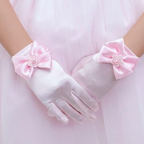 1 Pair Elastic Silks Satins Party Accessories Short Gloves Brief Paragraph Lady Gloves For Princess Children Dress Accessories