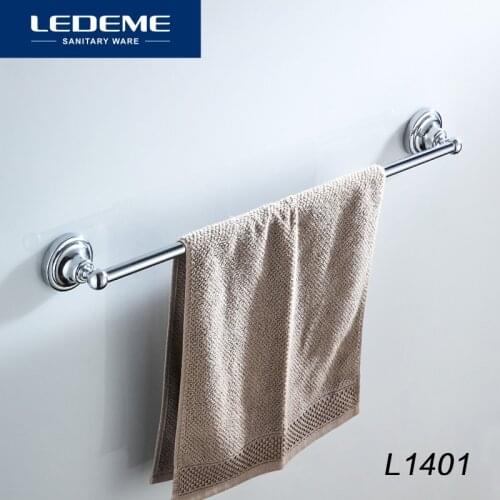 LEDEME Towel Bar Wall Mount Zinc Chrome Plated Single Towel Bars 645mm Bathroom Accessories Holder Polished Bath Hardware L1401