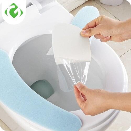 GUANYAO Sticky Toilet Mat Warm Soft Toilet Cover Seat Lid Pad Bathroom Protector Bathroom Accessories Set Toilet Seat Cover Mat