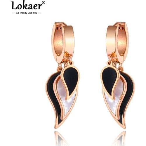 Lokaer Trendy Stainless Steel Wings Bohemia Party Earrings For Women Original Design Acrylic & Shell Earrings Jewelry E20304