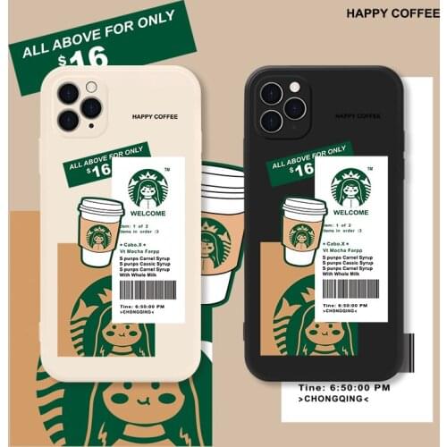 Cute Coffee Liquid Silicone Phone Case for iPhone 12 11 Pro 11 XS Max Popular Soft Case for iPhone X XR 6 6s 7 8 Plus SE 2 Cover