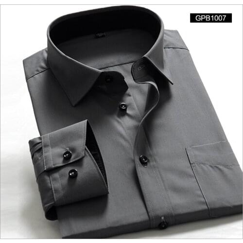 New Arrival Special Design Button Collar Shirt Mens Business Formal Shirt Solid Color White and Gray 5XL