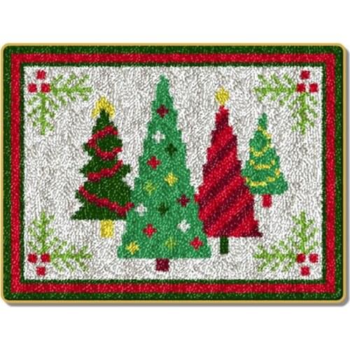 Latch Hook Kit, DIY Crochet Yarn Kits, 20 x 14 Inch Christmas Tree Rug Making Crafts for Kids Adults and Beginners
