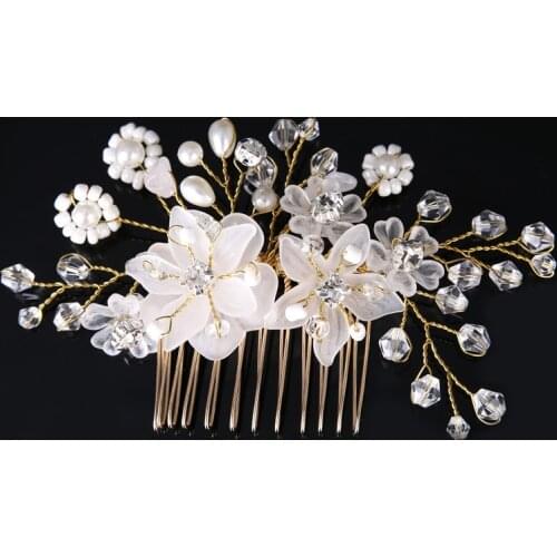 New European and American bride handmade pearl hair comb wedding dress accessories tiara bride bridesmaid children girls princes