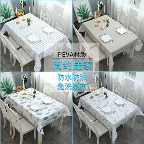 New Nordic Creative Table Cloth Water-proof Oil-proof Scald-proof Wash-free Rectangular Modern Simple PEVA Fabric Tablecloth