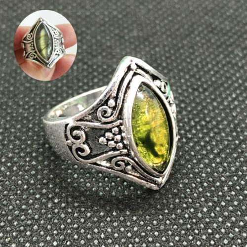 New fashion womens water drop Moonstone Ring Retro Green handmade engagement jewelry size 6-10