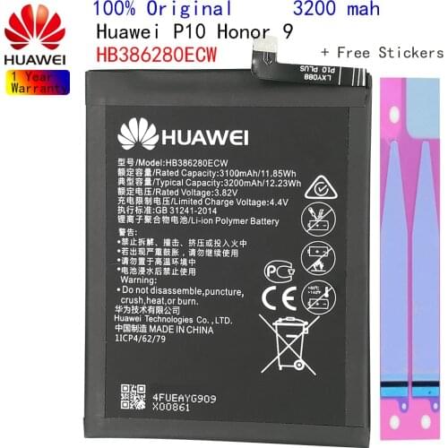 Original Replacement Battery For Huawei Honor 9 P10 AscendP10 HB386280ECW STF-L09 STF-AL10 Genuine Phone 3200mAh