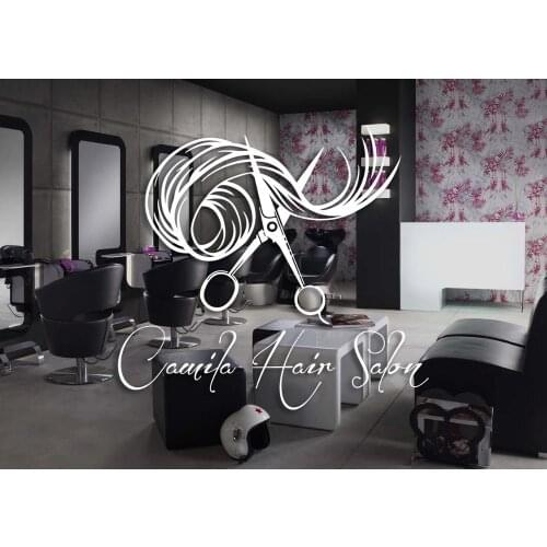 Hair Salon Barber Wall Decal Vinyl Barbershop Scissors Hair Window Wall Sticker Removable Room Decoration Art Wallpaper Z125