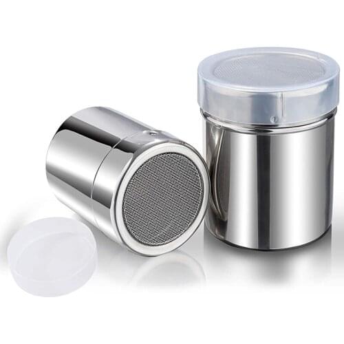 Stainless Steel Chocolate Shaker Icing Sugar Powder Cocoa Flour Coffee Sifter Powdered Sugar Shaker With Cover