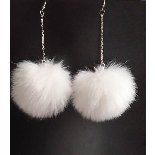 Fashion Pompons Drop Earrings Fake Fur Ball серьги Women Silver Hooks Drop Earrings Cute Jewelry Party Gifts