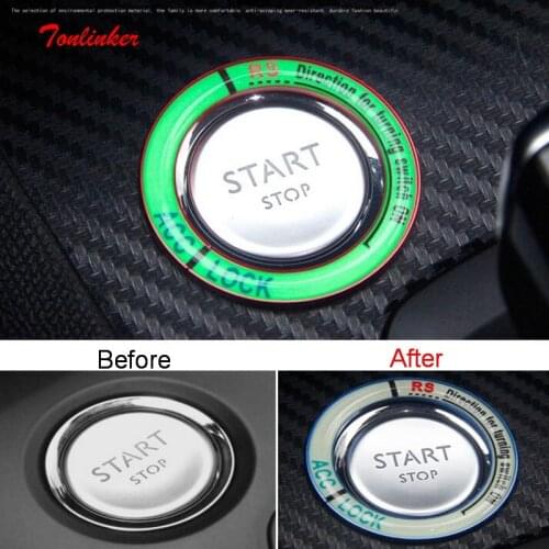 Tonlinker Interior Car Ignition Device Ring Cover sticker for Peugeot 3008/GT/4008 2017-19 Car Styling 1 PCS ABS Cover sticker