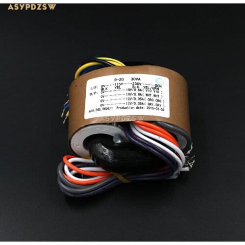 115V / 230V 30VA Dual 18V Dual 12V R type transformer With shielded wire output 30W (2x18V+2x12V)