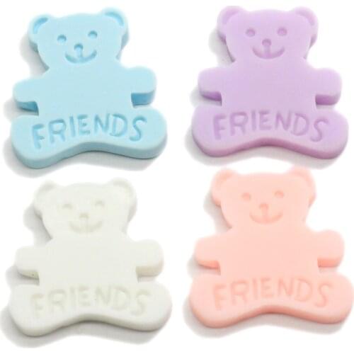 50/100pcs Resin Friends Bear Flatback Candy Sweet Cartoon Animals Crafts Cabochon Embellishments Hair Bow DIY Accessories
