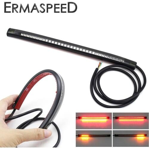 Universal Led Light Strip Motorcycle Tail Brake Stop Turn Signal Waterproof 48 LED Flexible Led Light for Motorbike Bike Scooter