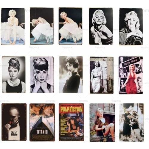 Vintage Classic Movie Figure Tin Sign Marilyn Monroe Poster Plaque Metal Retro Wall Decor for Bar Pub Club Man Cave Home Decor