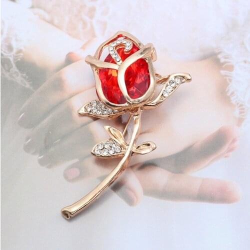 2020 Ladies New Classic Enamel Rose Flower Brooch Alloy Rose Flower Wedding Office Casual Brooch Pin Gift Wholesale