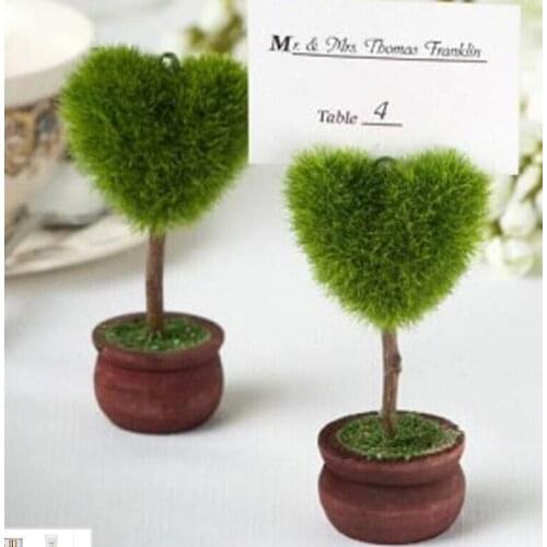 20pcsWedding Favor Heart Shaped Topiary Tree Photo and Place Card Holder Wedding Table Decoration