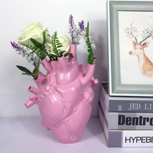 2021Anatomical Human Heart Vase Resin Plant Flower Pots Decorative Home Ornament Body Heart Shape Sculpture Vase Dropshipping