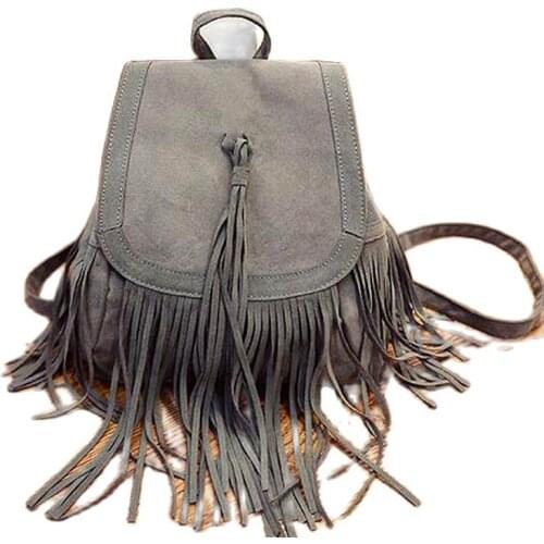 2021 Fashion Women Suede Backpack Mini Tassel Travel Backpack Western Style Backpack Drop Shipping MN81