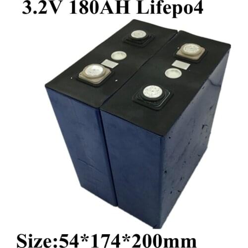 4pcs Large Capacity 3.2V 180Ah Lithium Lifepo4 Battery 3C Discharge Rate for 12V RV EV Electric Motorcycle Tricycle Battery Diy