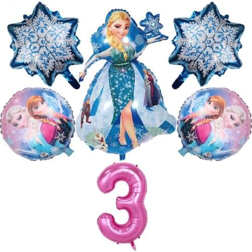 6pcs Disney Frozen Party Decorations Princess Elsa Birthday Aluminum Foil Balloons 32 inch Number Helium Balloon Party Supplies