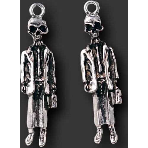 8pcs Silver Plated Mysterious Doctor Skeleton Pendant DIY Charms Earring Bracelet Game Metal Jewelry Handicraft Making 44*11mm