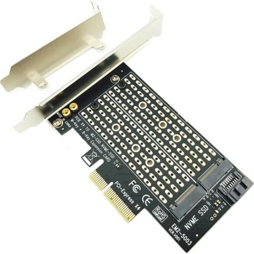 PCI Express PCIE to M2 Adapter NVME SATA M.2 SSD PCIE Adapter NVME/SATA M2 PCI E Adapter SSD M2 to SATA PCI-E Card M Key + B Key