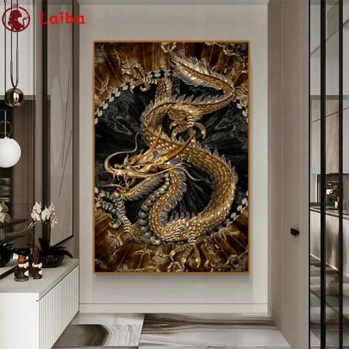 Full square Round drill Diamond Dragon art, Chinese style, large size embroidery diamond Painting Cross Stitch Rhinestone Mosaic