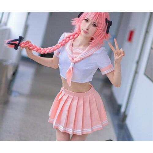 Anime cosplay Fate/Apocrypha FGO Astolfo Sailor suit lolita Cosplay Costumes Pink school uniforms jk dress A