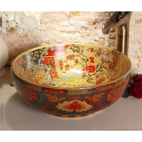 Antique retro style porcelain luxury basin bathroom sinks