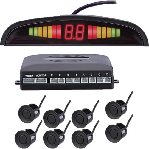 Car front and back LED Parking Sensor Kit 8 Sensor 22MM Backlight Display reverse radar vehicle safety system