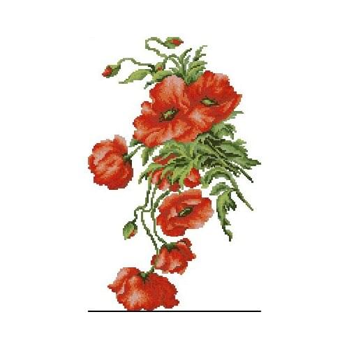 FREE delivery hot sell Top Quality counted cross stitch kit red poppy flower flowers lucas