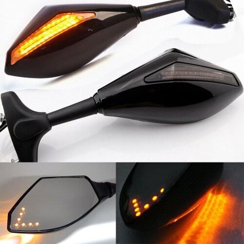 Carbon Fiber Motorcycle LED Turn Signal Rear View Side Mirrors For Honda CBR1000 Vehicle Gadgets Parts