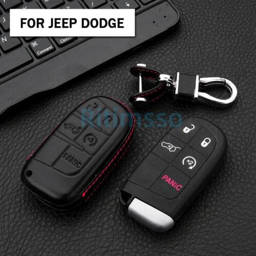 Leather Remote Car Key Fob Cover Case Shell For Jeep Grand Cherokee Renegade For Dodge Charger Challenger Dart Journey Chrysler