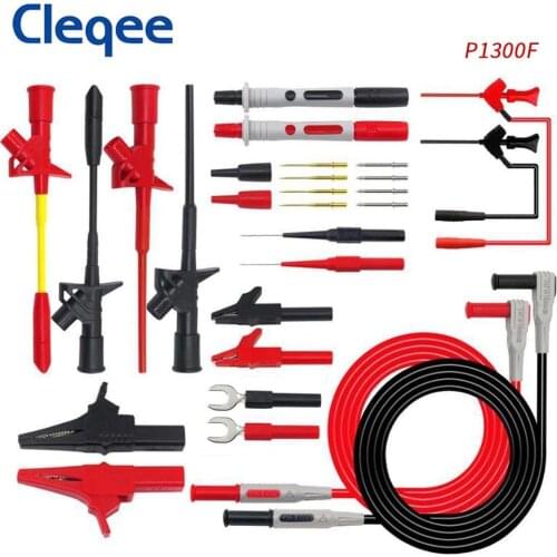 Cleqee P1300 Series Multimeter Test Lead kit 4mm Banana Plug Cable Test Hook Clip Probe Alligator Clip Automotive Tool Kit