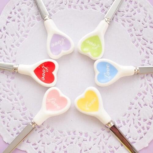 Ice cream dessert Tea Spoon Multicolor Love Hearts Long Ceramic Handle Stainless Steel Coffee Spoon Stirring Soup tableware A440